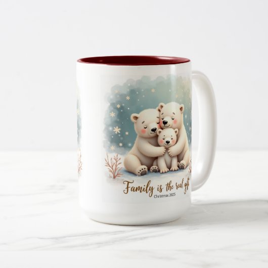 Keepsake Family is the Real Gift Coffee Mug Tweekleurige Koffiemok (Voorkant rechts)