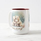 Keepsake Family is the Real Gift Coffee Mug Tweekleurige Koffiemok (Voorkant links)