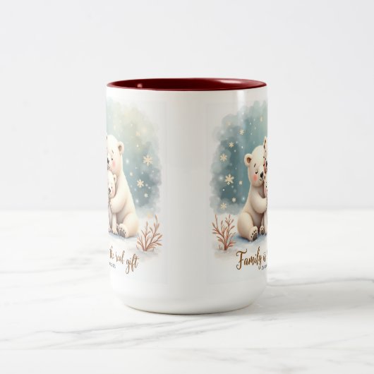 Keepsake Family is the Real Gift Coffee Mug Tweekleurige Koffiemok (Center)