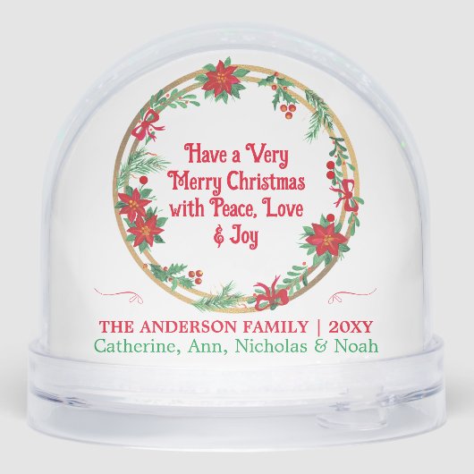 Keepsake Family Photo Collage Vrolijk Kerstfeest Sneeuwbol (Achterkant)