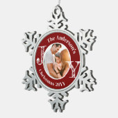 Keepsake Family Photo Joy Modern Minimalist Tin Sneeuwvlok Ornament (Rechts)