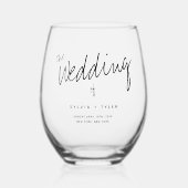 Keepsake Favor Typografie Bruiloft Wijnglas Zonder Voet (Voorkant)