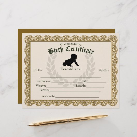 Keepsake Fill-in Voetafdruk Baby Geboortecertifica (Voorkant / Achterkant in situ)