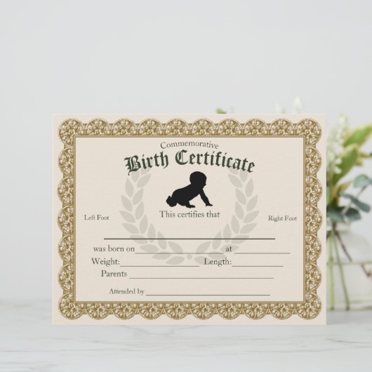 Keepsake Fill-in Voetafdruk Baby Geboortecertifica (Staand voorkant)