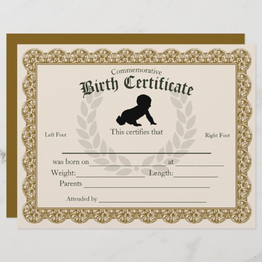 Keepsake Fill-in Voetafdruk Baby Geboortecertifica (Voorkant / Achterkant)