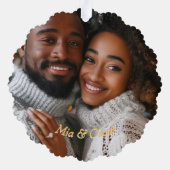 Keepsake Foto Bow Bells Eerste Kerstmis verloofd Ornament Kaart (Achterkant)