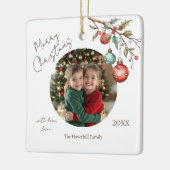 Keepsake Foto Elegant Waterverf Kerst Keramisch Ornament (Links)