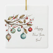 Keepsake Foto Elegant Waterverf Kerst Keramisch Ornament (Achterkant)