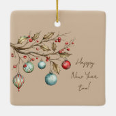 Keepsake Foto Elegant Waterverf Kerst Keramisch Ornament (Achterkant)