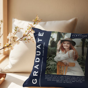 Keepsake Foto & Quote Afstuderen Cadeau Navy Kussen