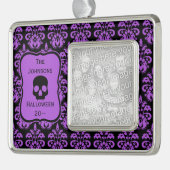 Keepsake Halloween schedel Verzilverd Omlijst Ornament (Links)