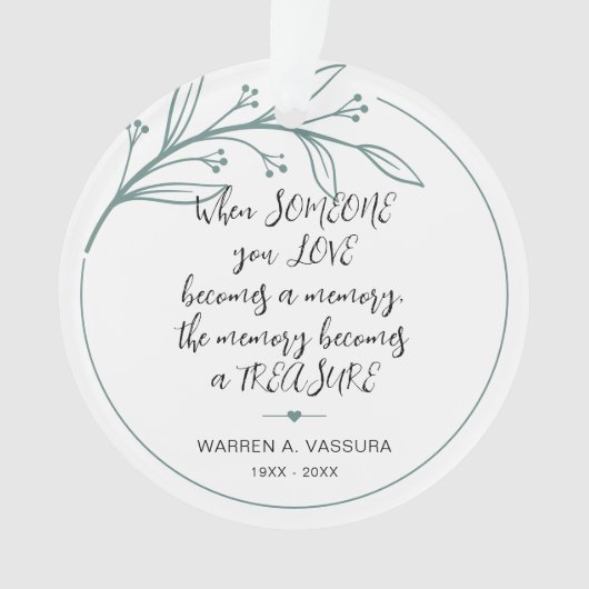 Keepsake Herinnering Geheugenschat Foto Ornament (voorkant)