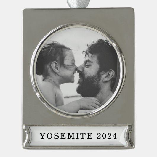 KeepSake Kerstmis Familie Foto Verzilverd Banner Ornament (Voorkant)