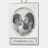 KeepSake Kerstmis Familie Foto Verzilverd Banner Ornament (Links)