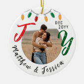 Keepsake koppels Foto White Joy Feestelijke Kerstm Keramisch Ornament (Voorkant)