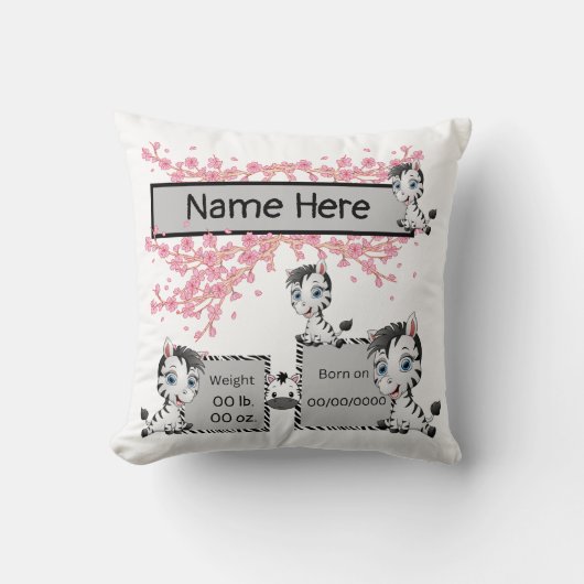 Keepsake kussen van de geboorte van een nieuwe bab (Voorkant)