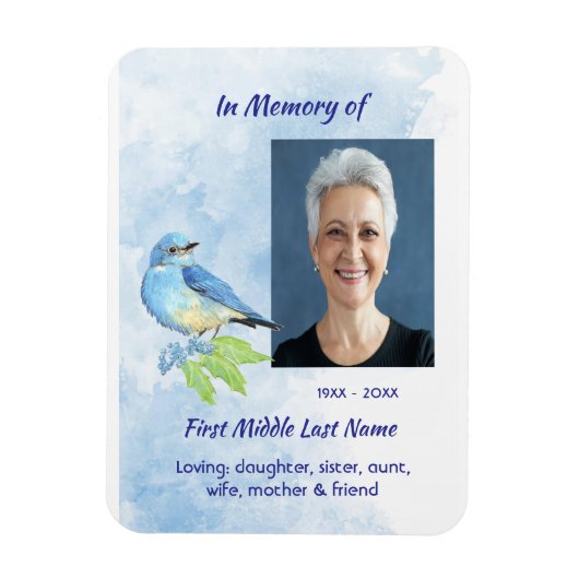 Keepsake Memorial  Bluebird Garden Bird  Magneet (Verticaal)