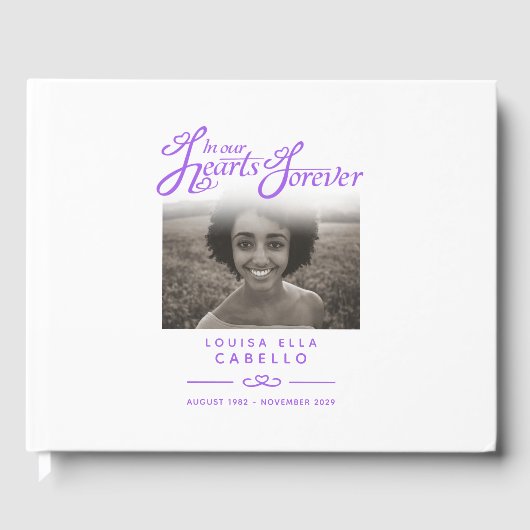 Keepsake memorial boek in ons hart wit paarse (Voorkant)