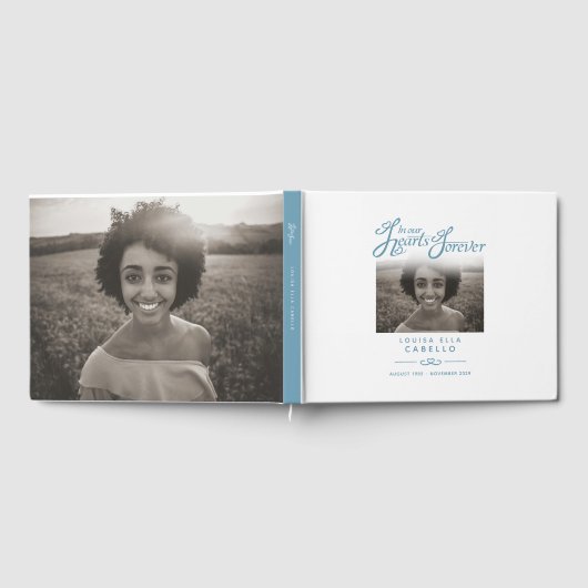 Keepsake memorial boek in onze harten wit blauw (Volledig)