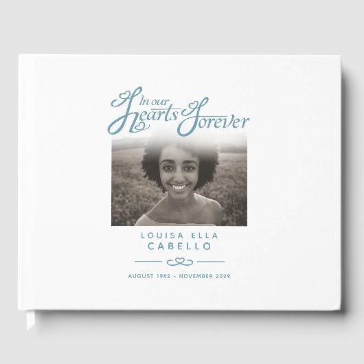 Keepsake memorial boek in onze harten wit blauw (Voorkant)