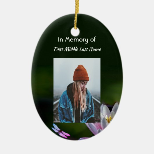 Keepsake Memorial Dragonfly Lotus Flower Keramisch Ornament (Voorkant)