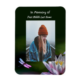 Keepsake Memorial Dragonfly Lotus Flower Magneet