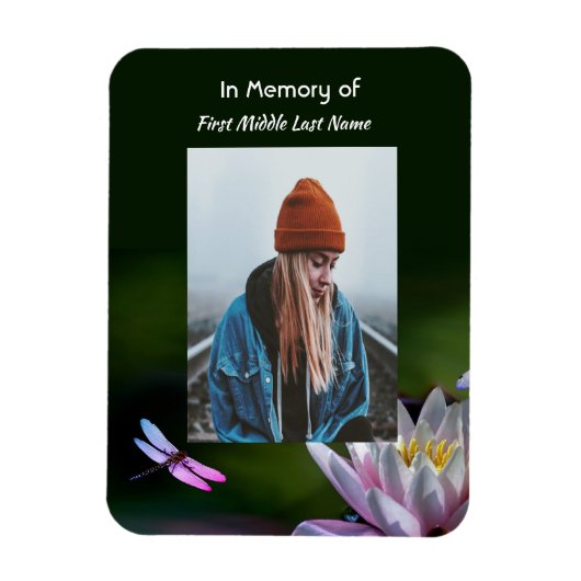 Keepsake Memorial Dragonfly Lotus Flower Magneet (Verticaal)