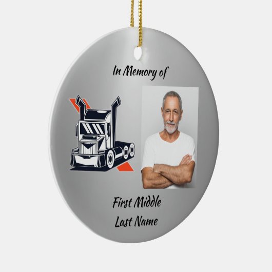 Keepsake Memorial Semi-Truck Tractor-trailer Keramisch Ornament (Rechts)