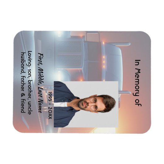 Keepsake Memorial Semi-Truck Tractor-trailer  Magneet (Horizontaal)