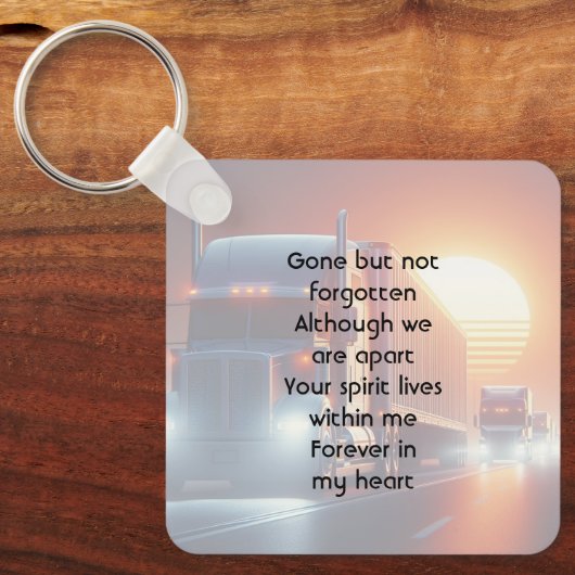 Keepsake Memorial Semi-Truck Tractor-trailer  Sleutelhanger (Voorkant)