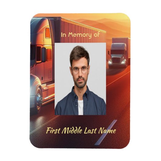 Keepsake Memorial  SemiTruck Tractor-trailer  Magneet (Verticaal)