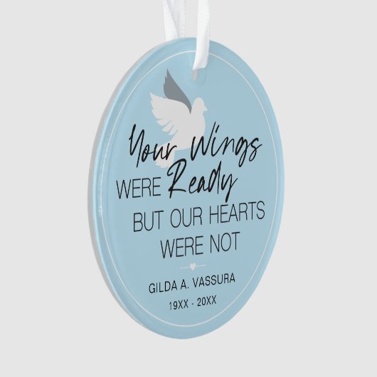 Keepsake Memorial Uw vleugels waren klaar Foto Ornament (voorkant)