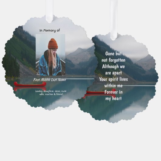 Keepsake Memorial Wilderness Lake Canoe Ornament Kaart (Voorkant / Achterkant)