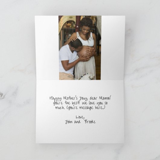 Keepsake moederdag met wensen en vrouw feestdagen kaart (Binnen)