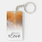 Keepsake paar Foto en Tekst Namen Script Liefde Sleutelhanger (achterkant)