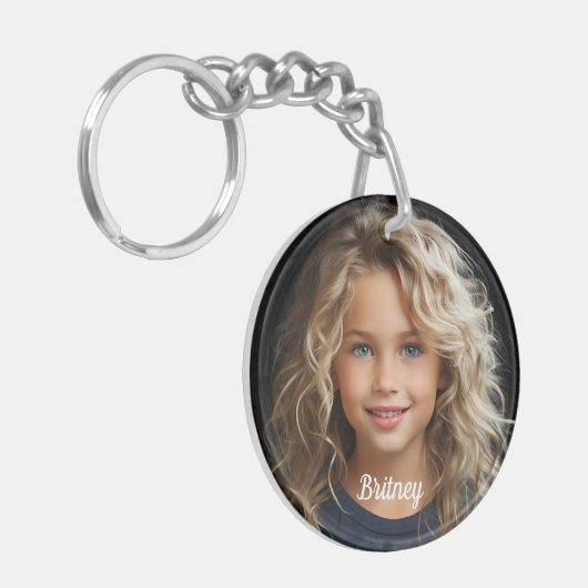 Keepsake Personalized Child Portrait Name Round Sleutelhanger (Voorkant Links)