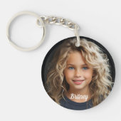 Keepsake Personalized Child Portrait Name Round  Sleutelhanger (Voorkant)