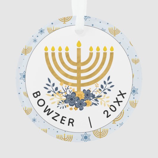 Keepsake Pet Foto + Jaar Chanoeka Herdenking Ornament (achterkant)