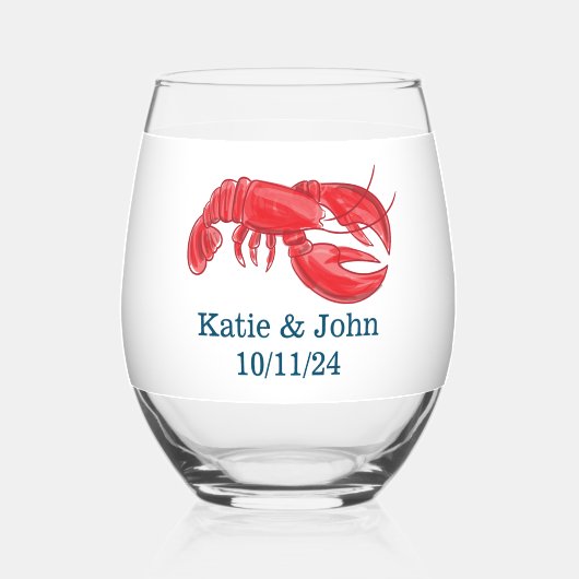 Keepsake Preppy kreeft bruiloft gunst Wijnglas Zonder Voet (Voorkant)