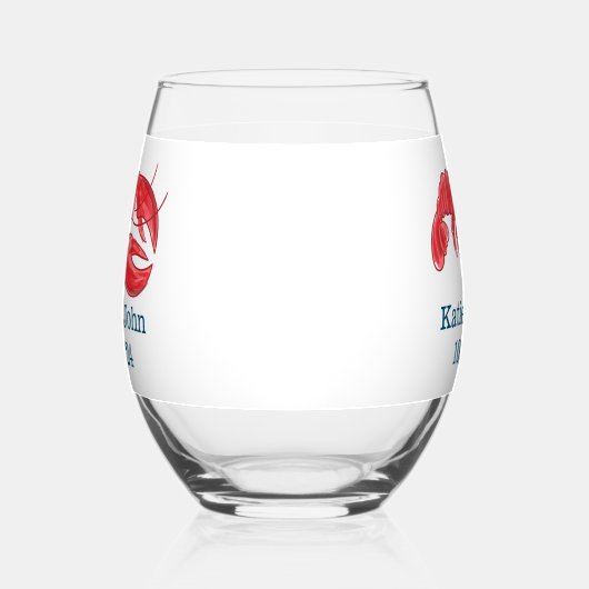 Keepsake Preppy kreeft bruiloft gunst Wijnglas Zonder Voet (Links)