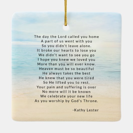 Keepsake Remembrance Beach Foto Keramisch Ornament (Achterkant)