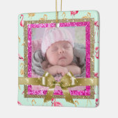 Keepsake Roze en Blauwgroen Flamingo Ornament Nieu (Links)