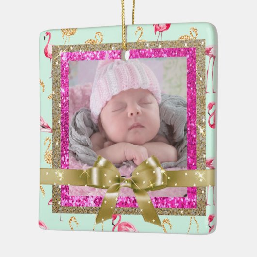 Keepsake Roze en Blauwgroen Flamingo Ornament Nieu (Links)