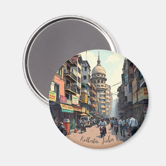 Keepsake souvenir voor het centrum van Kolkata, In Magneet (Voorkant / Achterkant)