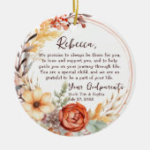Keepsake van peetouders - Doop Sinaasappel Bloem Keramisch Ornament (Voorkant)