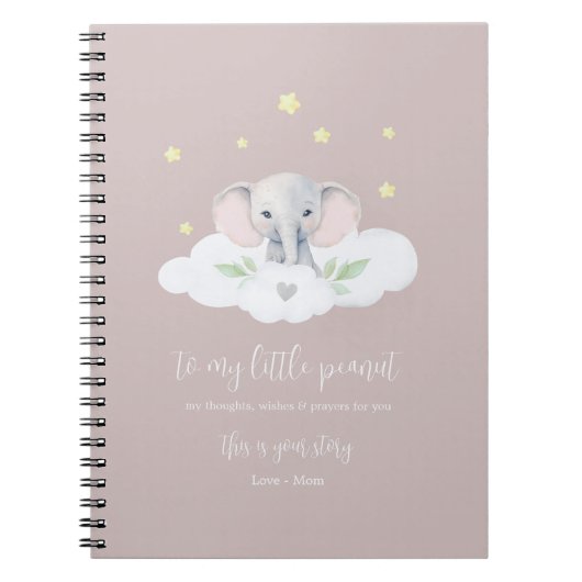 Keepsake Zwangerschap Journal Roze Moderne Olifant Notitieboek (Voorkant)