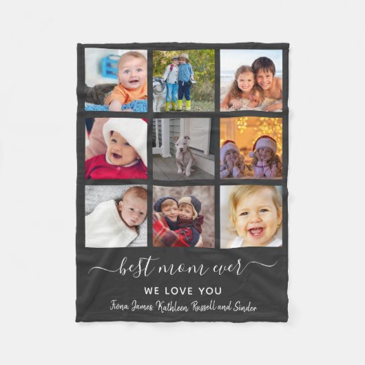 Keepslag Best Mam Ever Photo Collage Moederdag Fleece Deken (Voorkant)