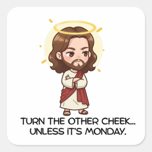 Keer de andere wang toe… Tenzij het maandag is – J Vierkante Sticker (Voorkant)