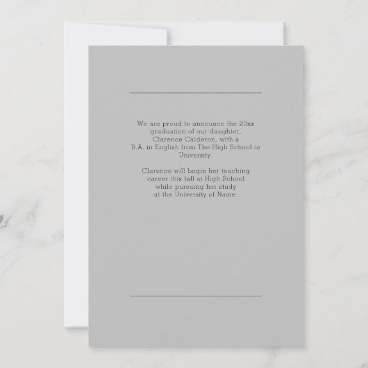 Keer eenvoudig één fotoafstuderen terug aankondiging (Achterkant)