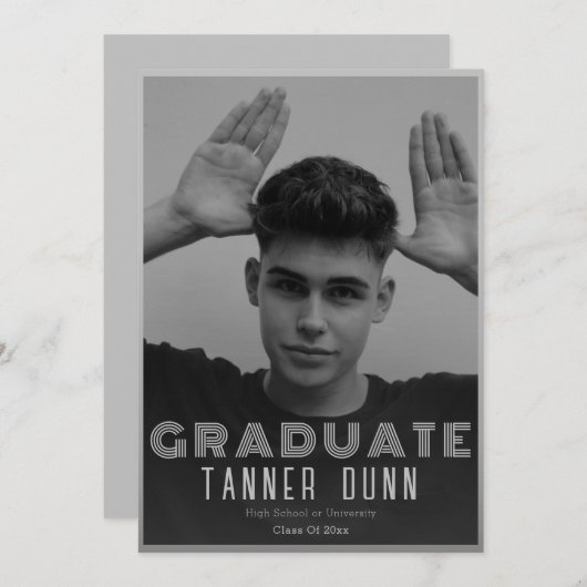 Keer eenvoudig één fotoafstuderen terug aankondiging (Voorkant / Achterkant)